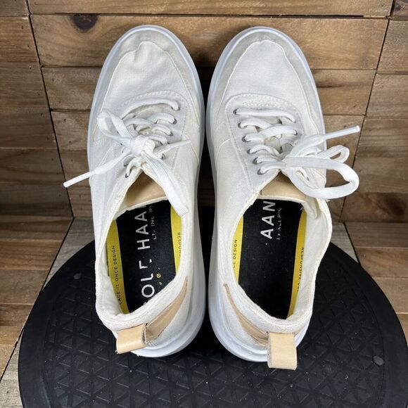 Cole Haan Women's Size 7.5 B Grandpro Rally Ivory White Canvas Court Sneakers - Picture 6 of 11